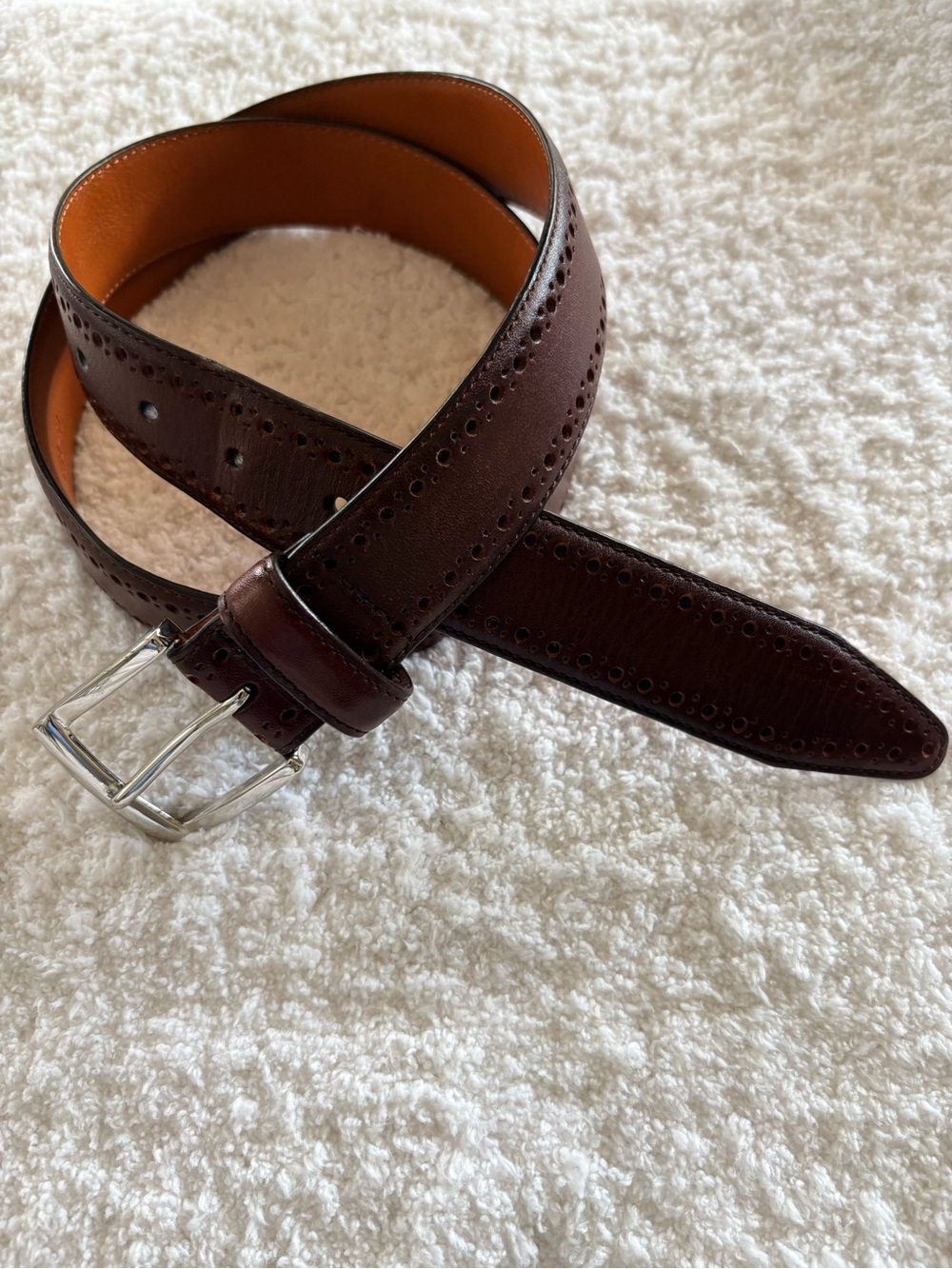 Johnston & Murphy Men’s Perfed-Edge Brown Leather Belt Size 36